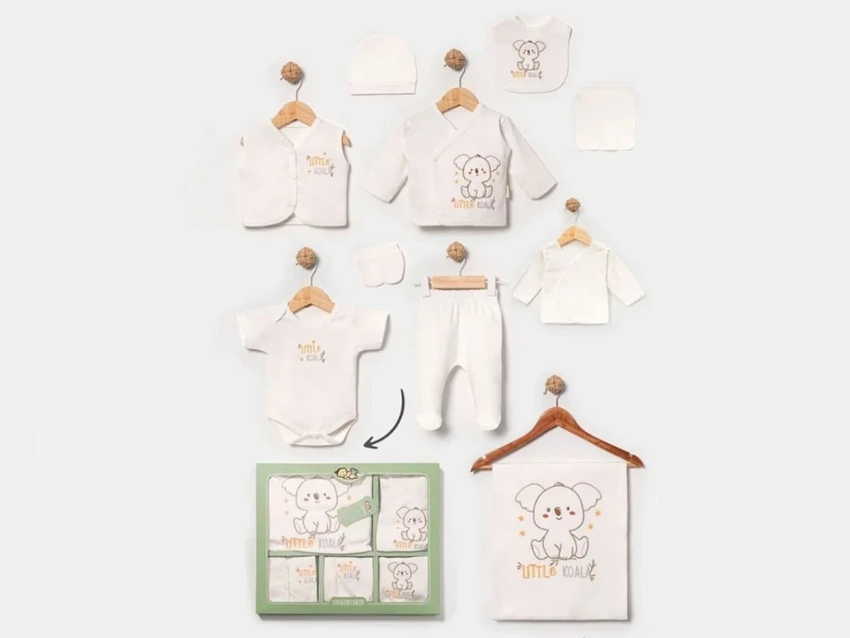 Koala Print 10-Piece Newborn Hospital Exit Set in Yellow - Baby Zuhu - by Peralane