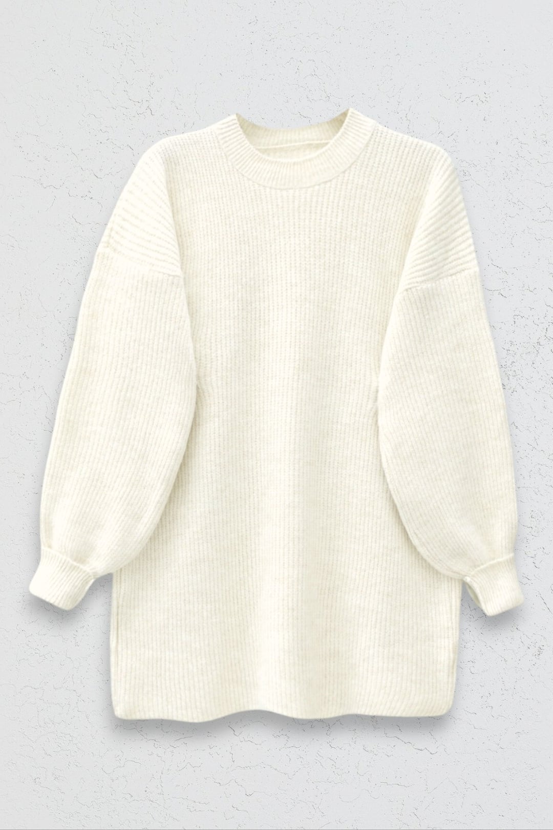 Crew Neck Relaxed Knit Tunic - Ecru - Podyumplus - by Peralane - photo 6