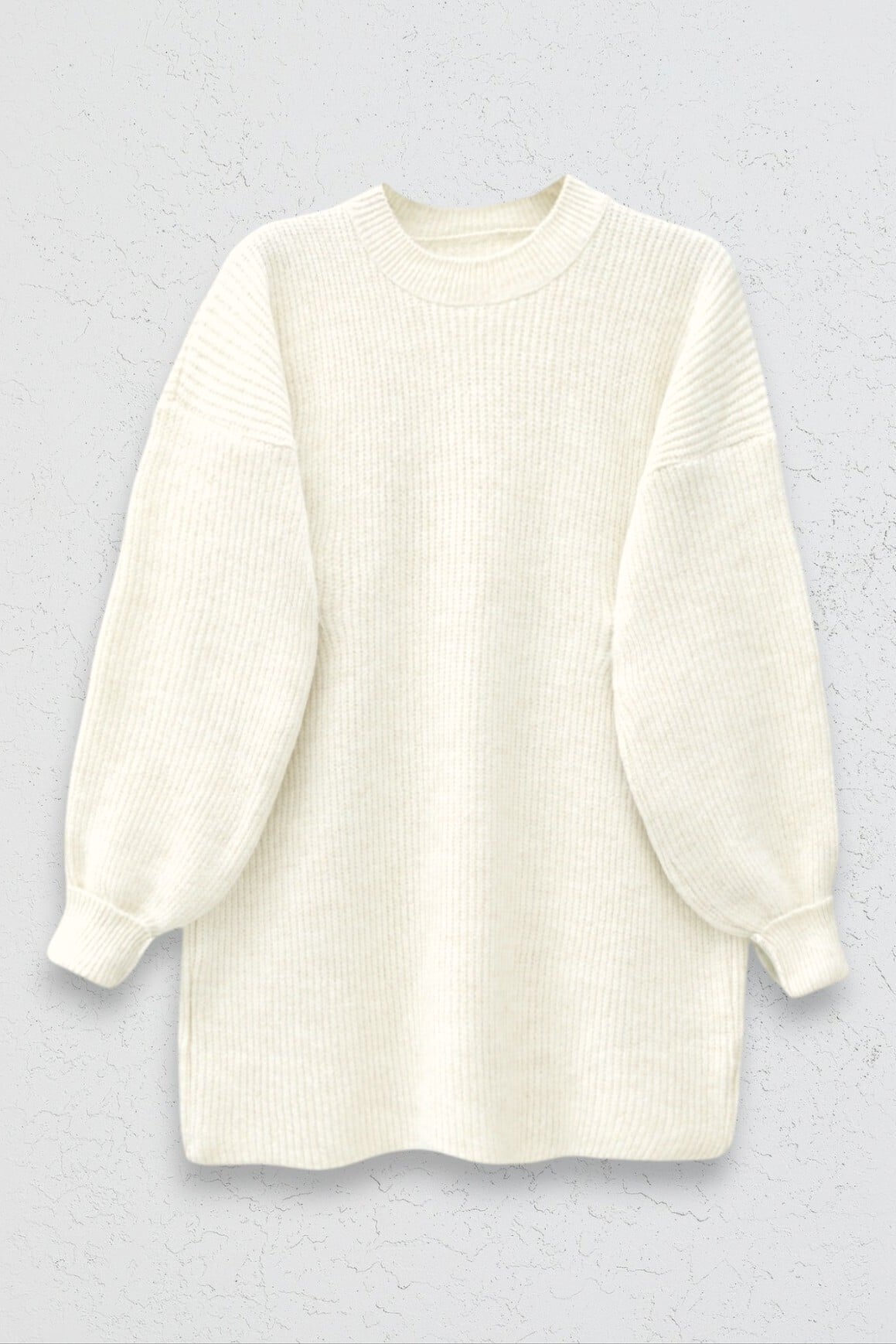 Crew Neck Relaxed Knit Tunic - Ecru - Podyumplus - by Peralane - photo 6