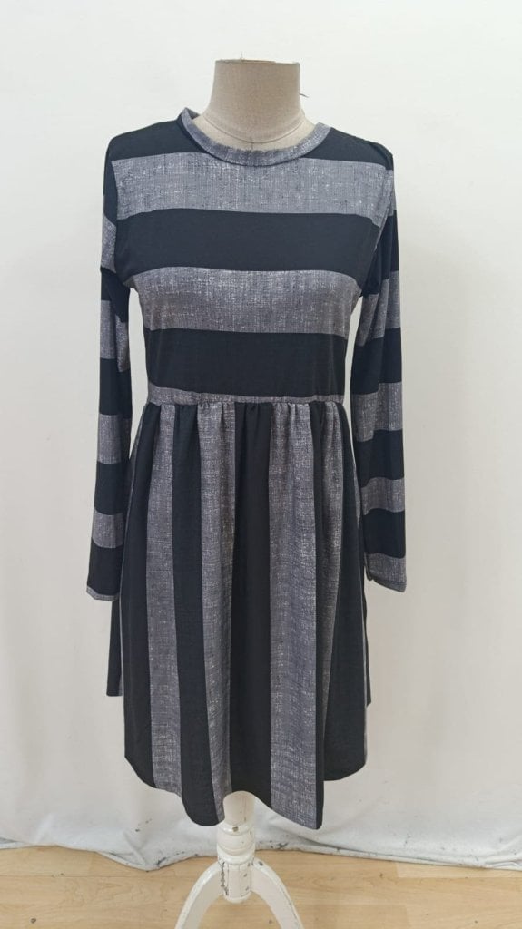 Striped Pattern Long-Sleeve Jersey Mini Dress - Janes - by Peralane - photo 4