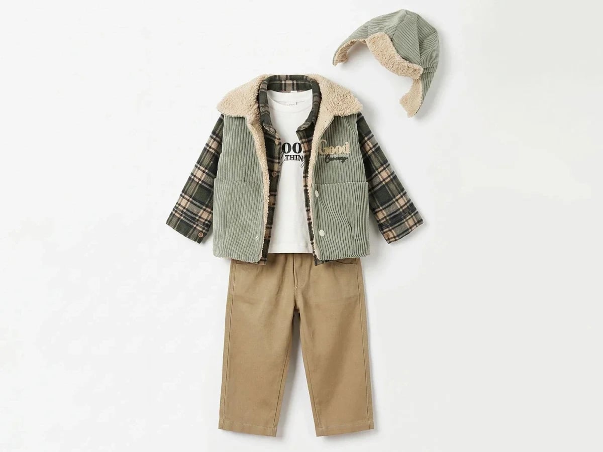 Boys' 4-Piece Set with Gilet, T-Shirt, Shirt and Hat - Canoz - by Peralane