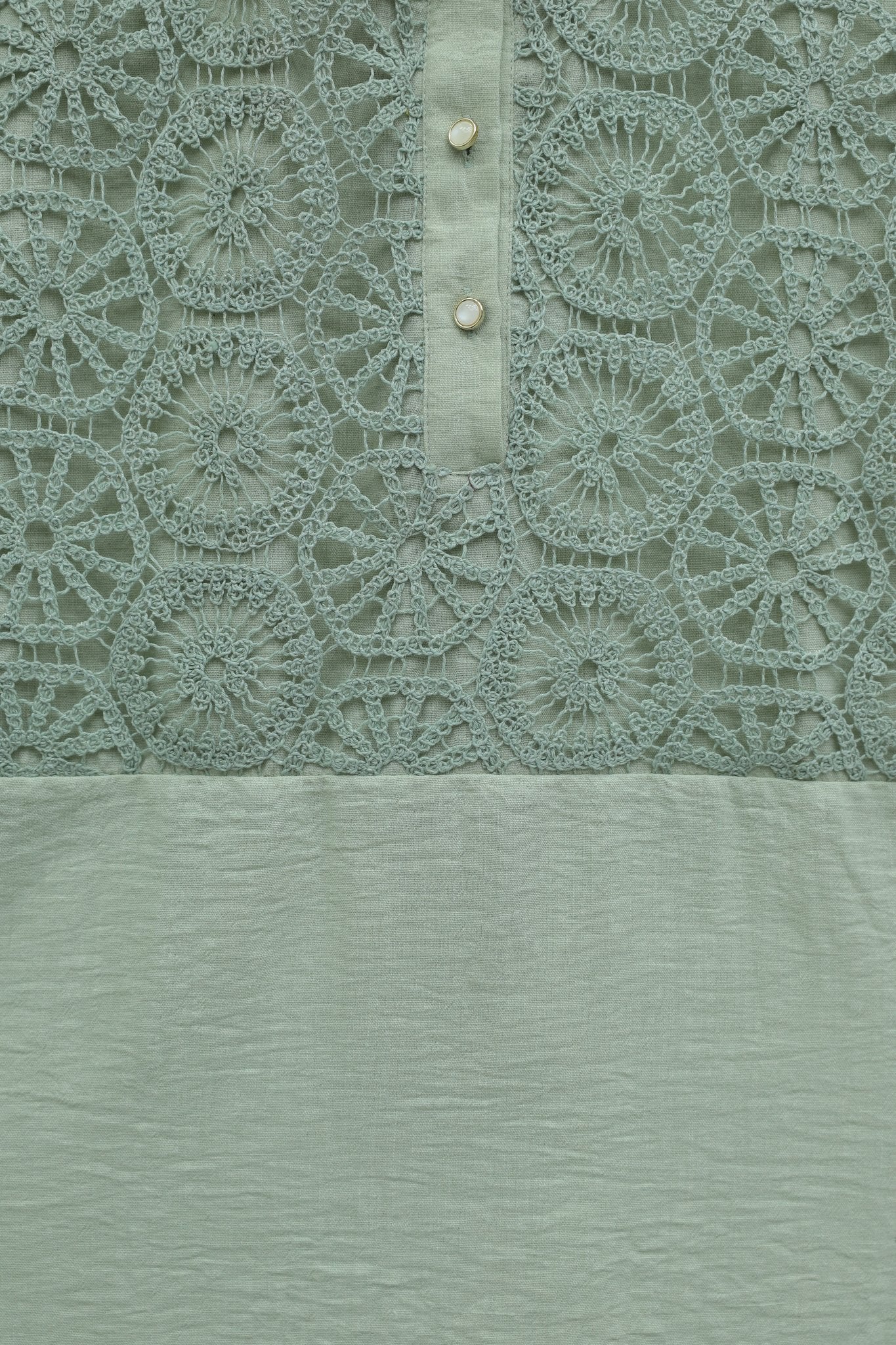 Lace Trim Button Detail Tunic Shirt - Light Green - Podyumplus - by Peralane - photo 9