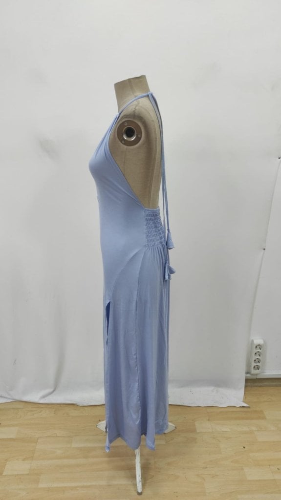 Women's Halter Neck Viscose Maxi Dress - Light Blue - Janes - by Peralane - photo 5