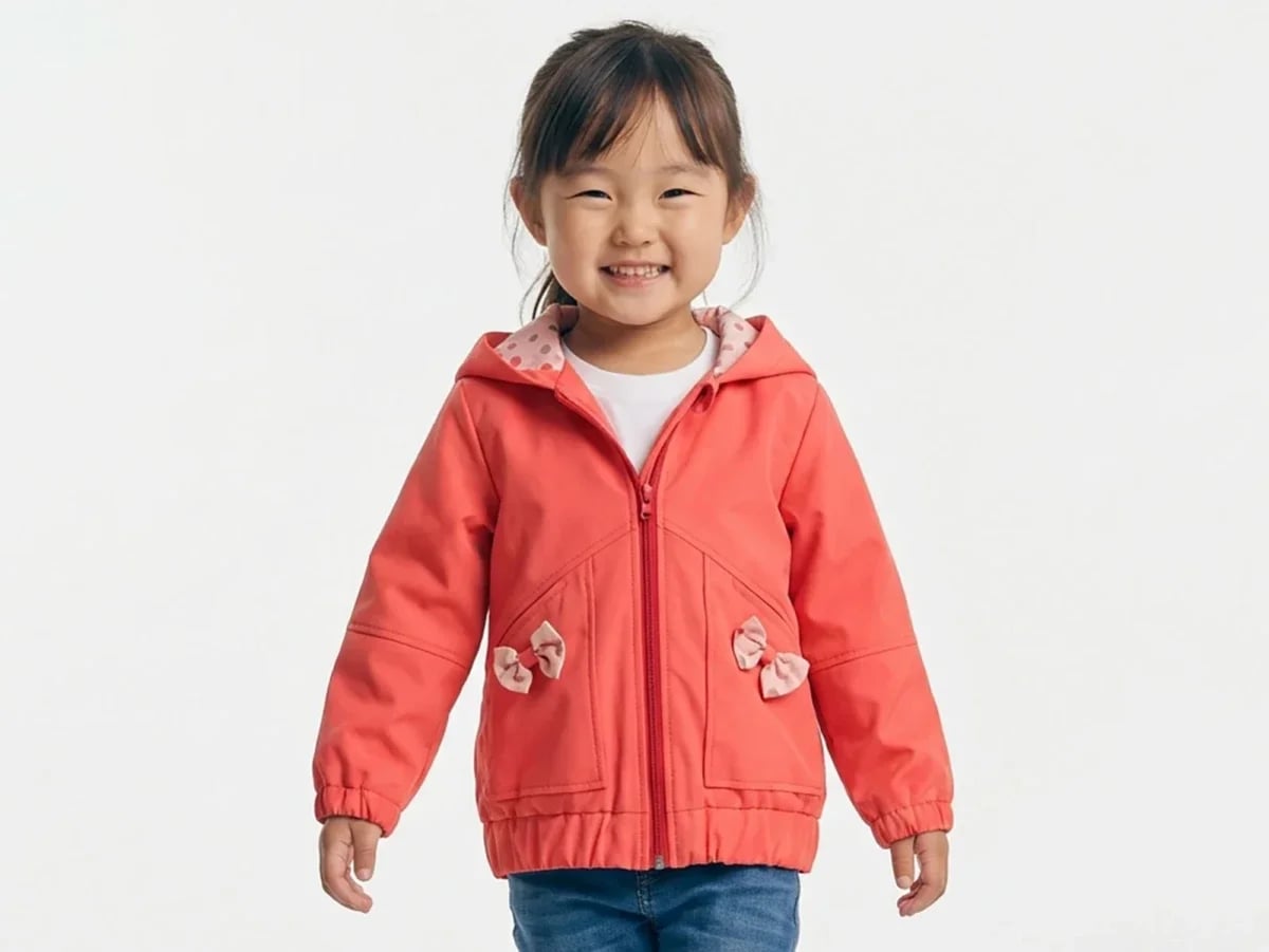 Bow Detail Girls' Jacket - Dusty Pink - Carino - by Peralane