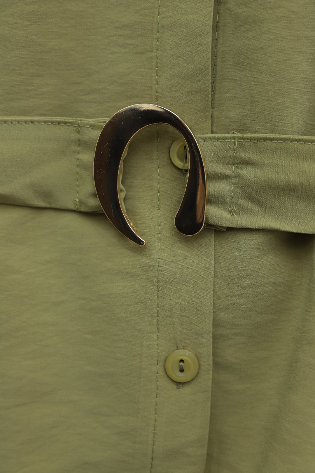 Women's Olive Green Two-Piece Set with Padded Shoulder Blouse and Elasticated Skirt - Podyumplus - by Peralane - photo 4