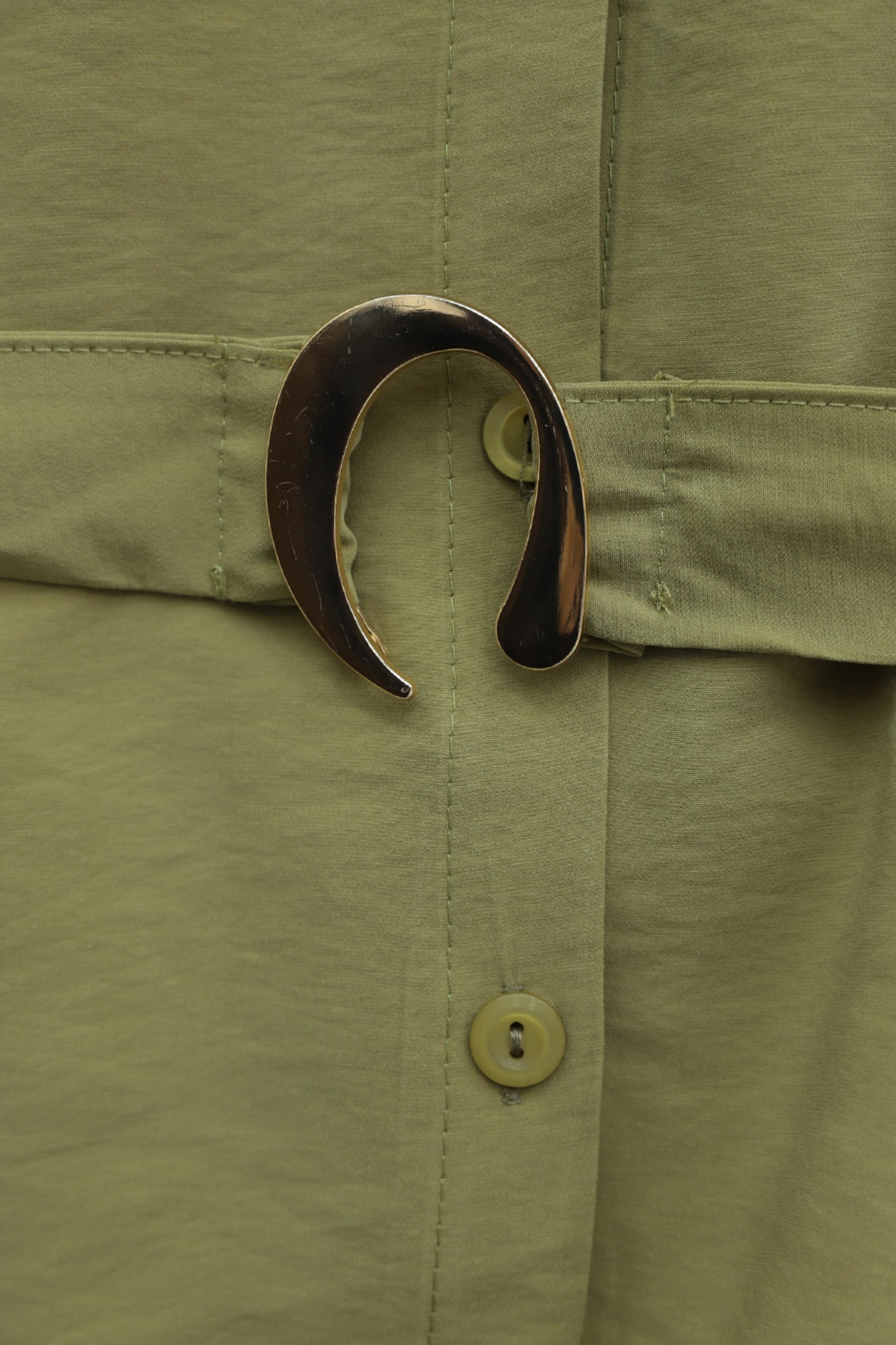 Women's Olive Green Two-Piece Set with Padded Shoulder Blouse and Elasticated Skirt - Podyumplus - by Peralane - photo 4