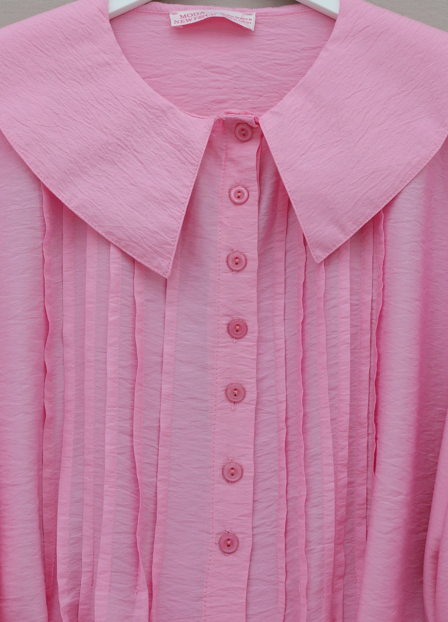 Pink Strawberry Print Pleated Blouse with Tie Belt - Podyumplus - by Peralane - photo 4