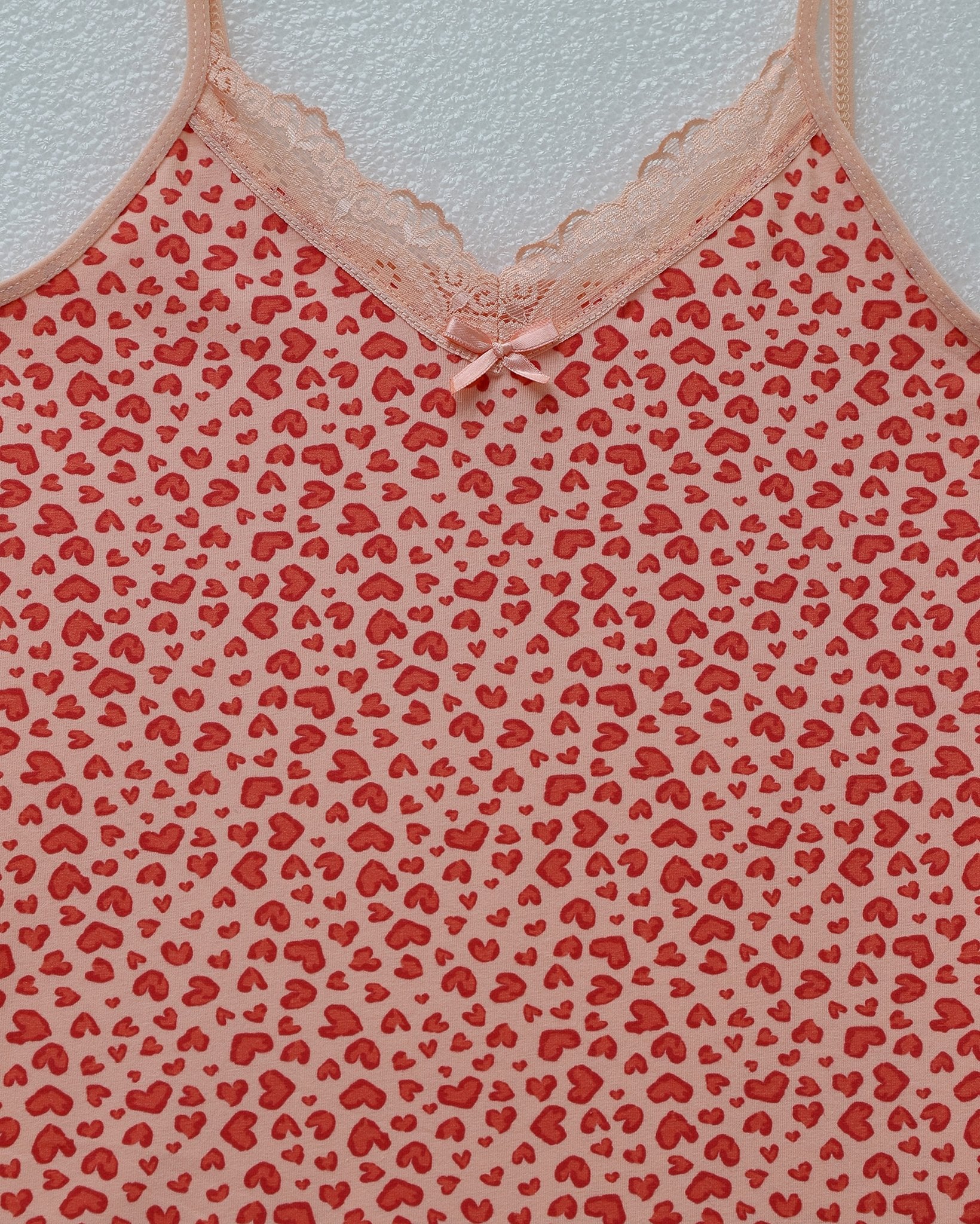 Heart Pattern Lace Trim Camisole - Salmon - Podyumplus - by Peralane - photo 5