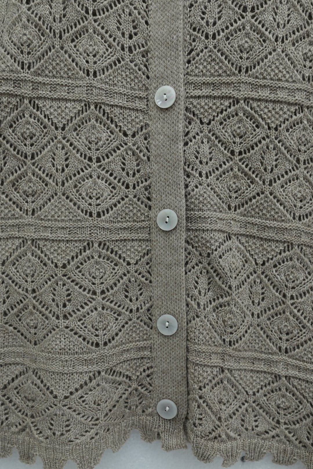 Buttoned Patterned Openwork Knit Cardigan - Light Brown - Podyumplus - by Peralane - photo 5