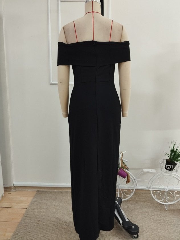 Women's Off-Shoulder Deep Slit Maxi Crepe Dress - Janes - by Peralane - photo 7