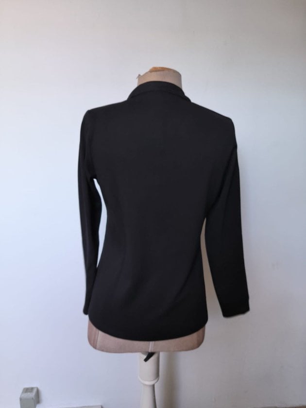 Women's Long Sleeve Mandarin Collar Blouse with Knot Detail - Black - Janes - by Peralane - photo 6