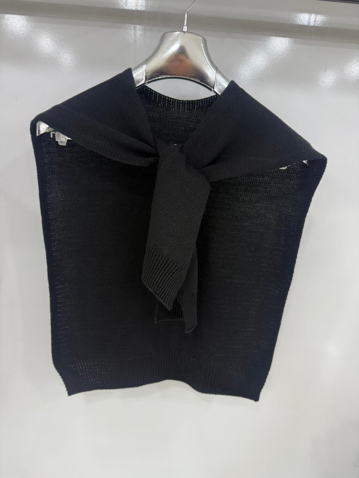 Black Knit Look Tie Shawl Women's Sweater Style Wrap - Nesvay - by Peralane - photo 3