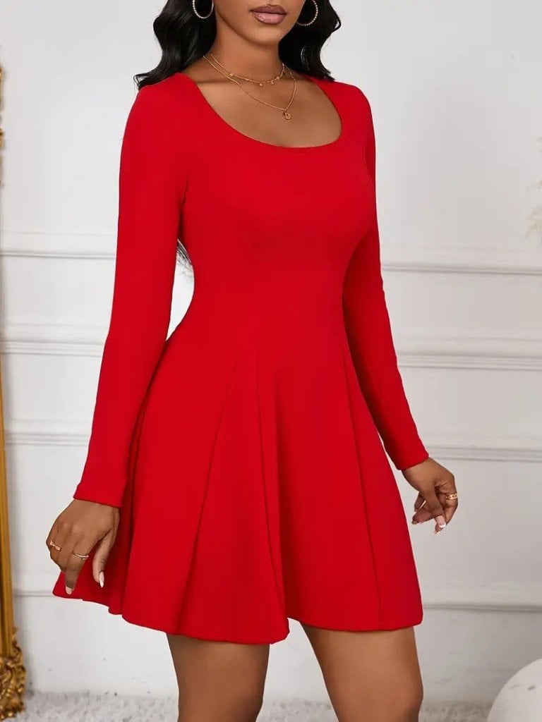 Women's Long Sleeve Square Neck Mini Crepe Dress - Janes - by Peralane - photo 2