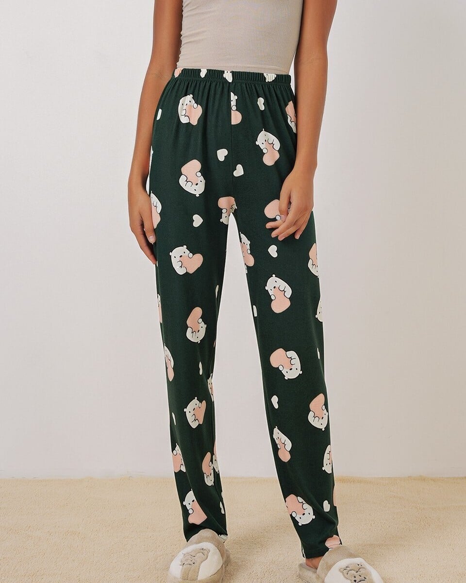 Patterned Pajama Bottoms for Women - Emerald Green - Bigdart - by Peralane - photo 2