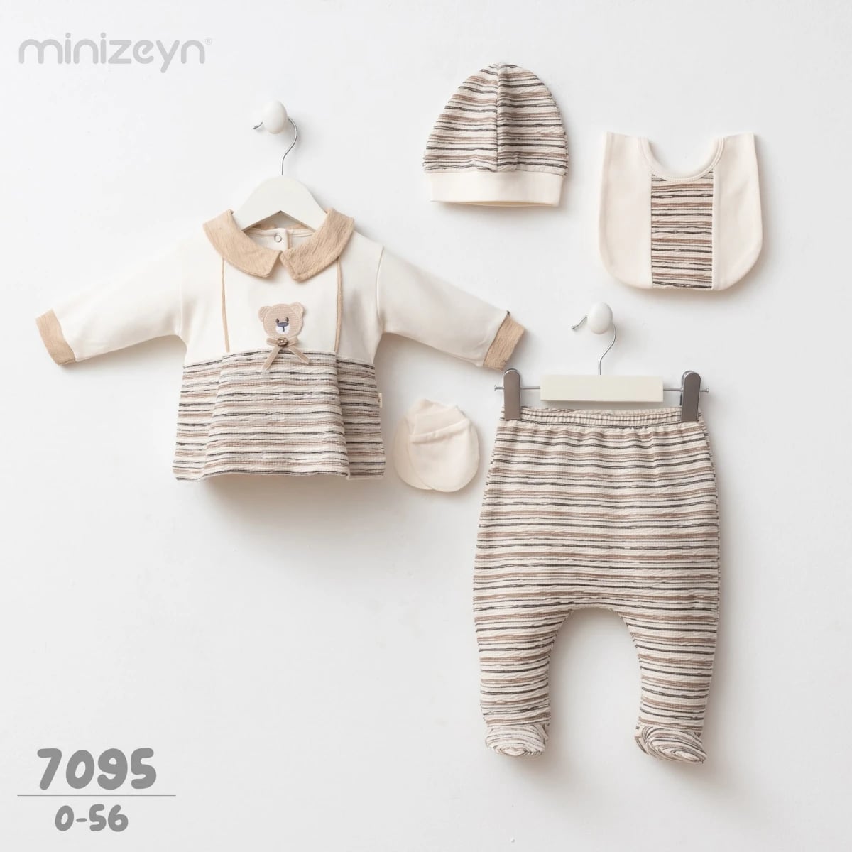 Natali Liz 10-Piece Baby Set - Brown Striped Knit - Minizeyn - by Peralane