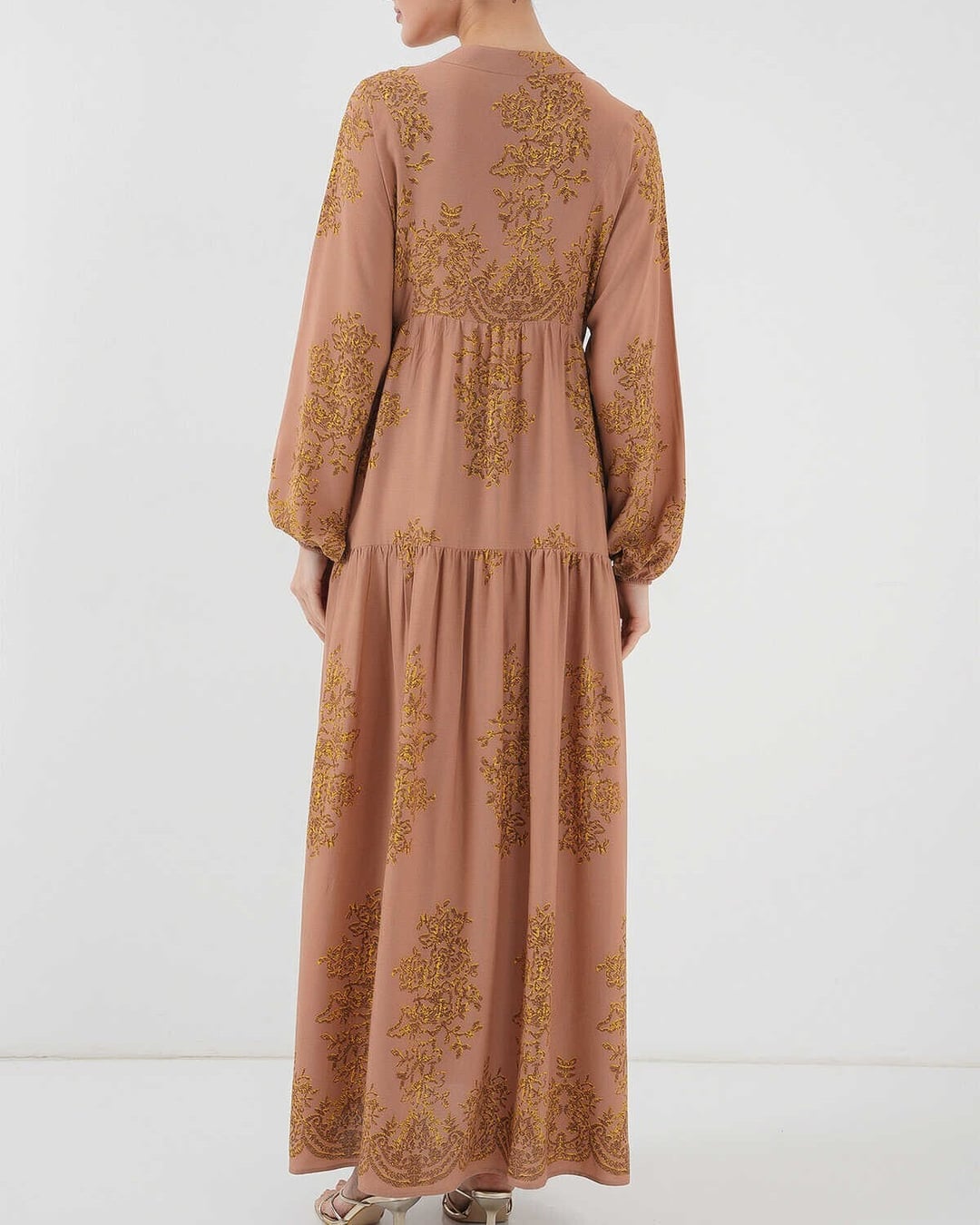 Dusty Rose Gold Floral Printed Modest Dress - Bigdart - by Peralane - photo 6