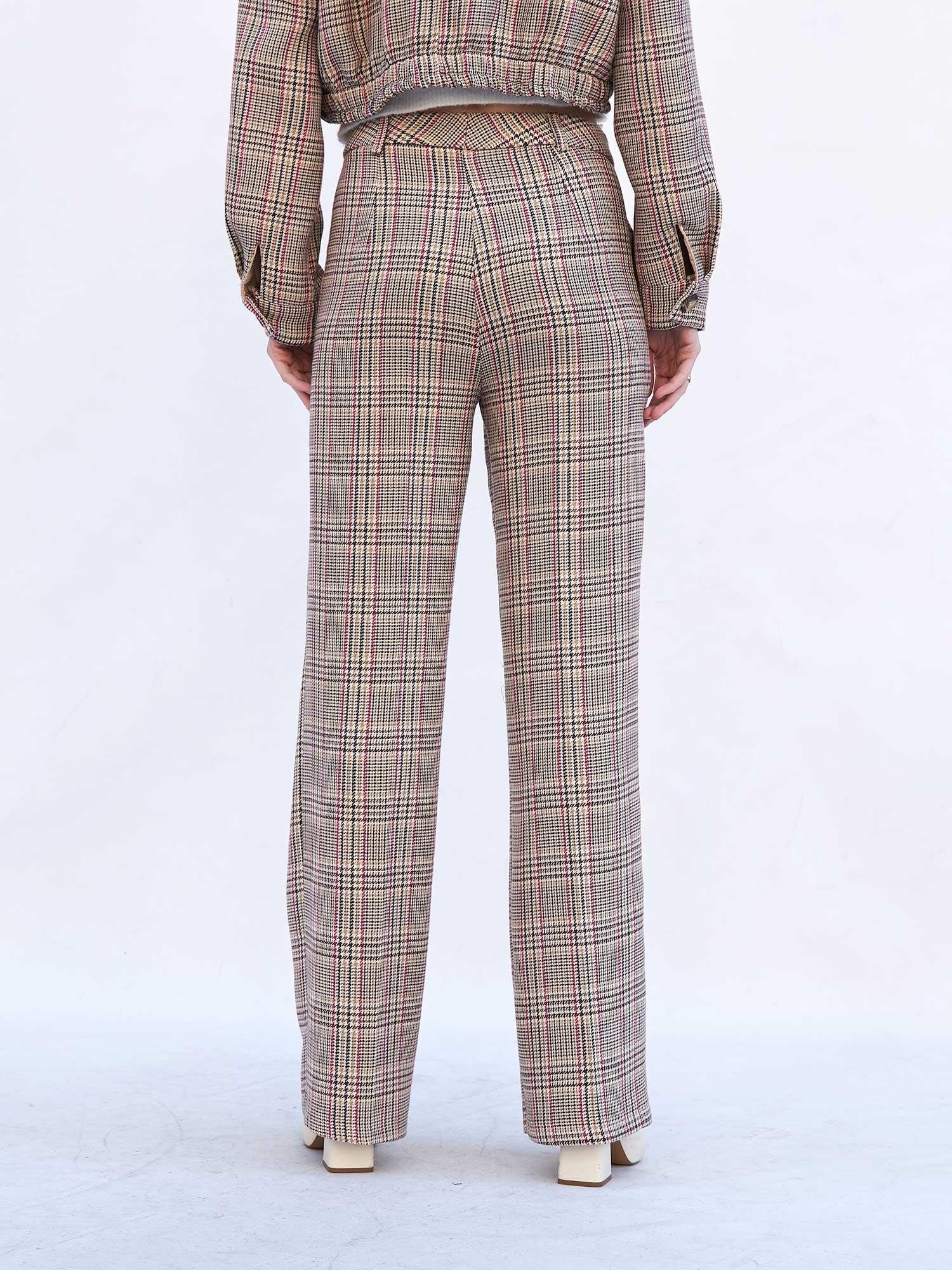 Plaid Print High-Waist Wide-Leg Trousers with Cropped Jacket Co-ord Set - Lefon - by Peralane - photo 8