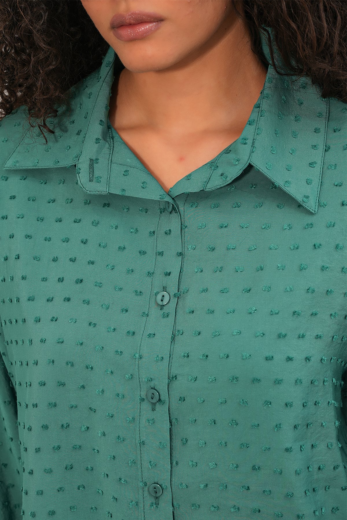 Women's Oversized Patterned Blouse 20379 - Emerald Green - Bigdart - by Peralane - photo 3