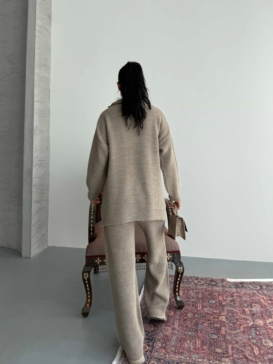 Zip-Front Knit Lounge Set - Mink - My Bee - by Peralane - photo 2
