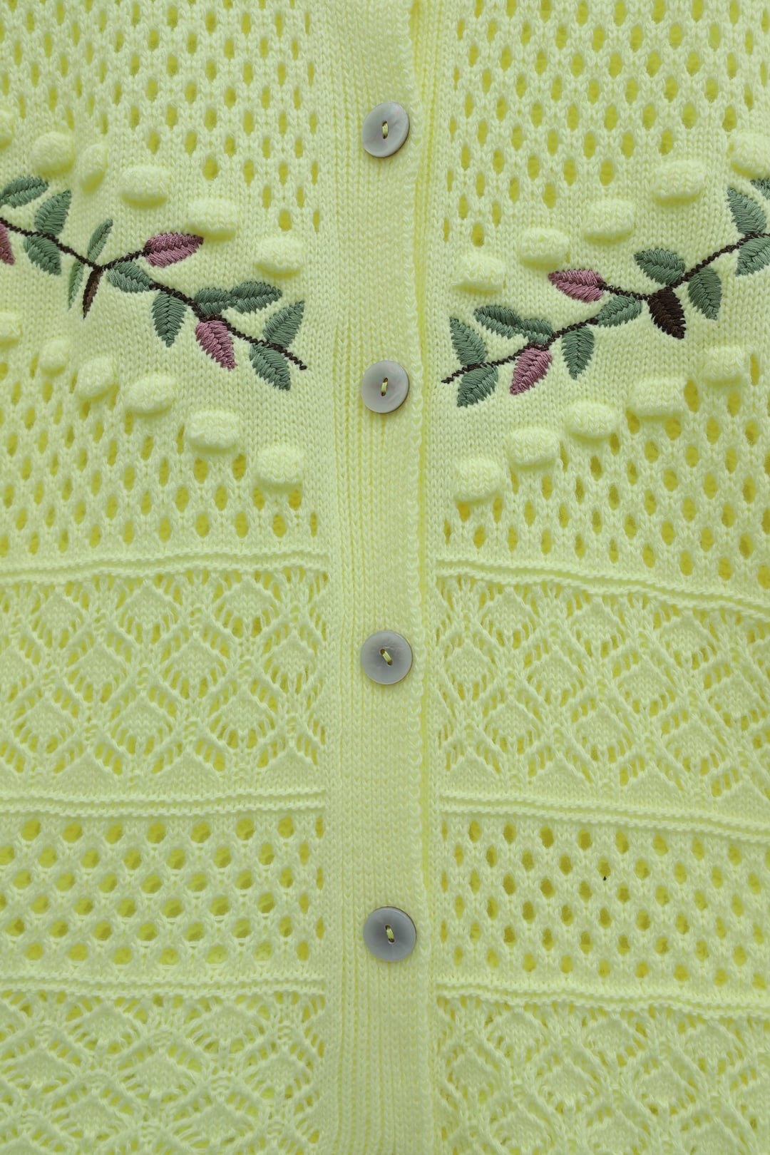Women's Embroidered Openwork Knit Cardigan - Yellow - Podyumplus - by Peralane - photo 7