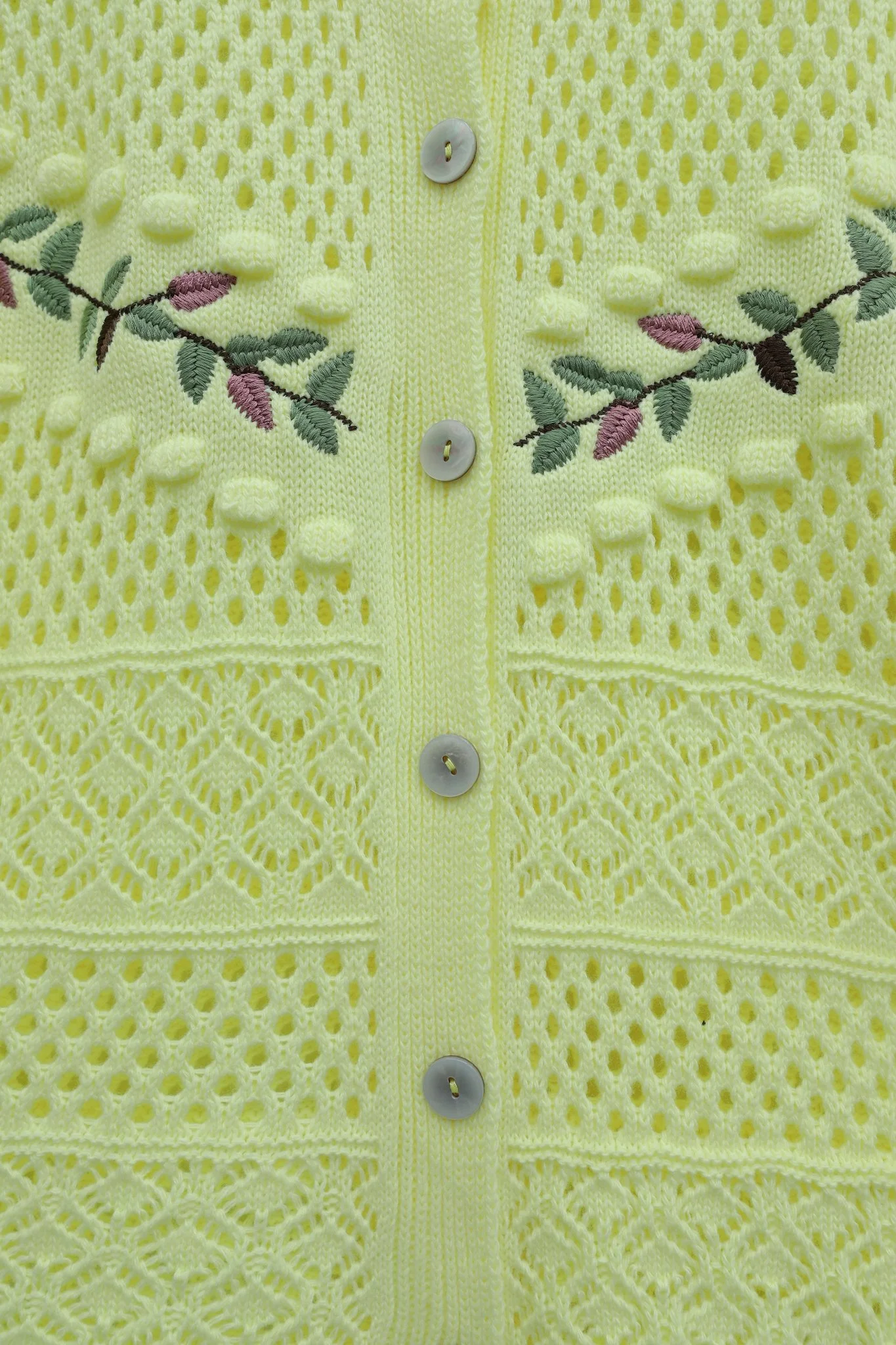 Women's Embroidered Openwork Knit Cardigan - Yellow - Podyumplus - by Peralane - photo 7
