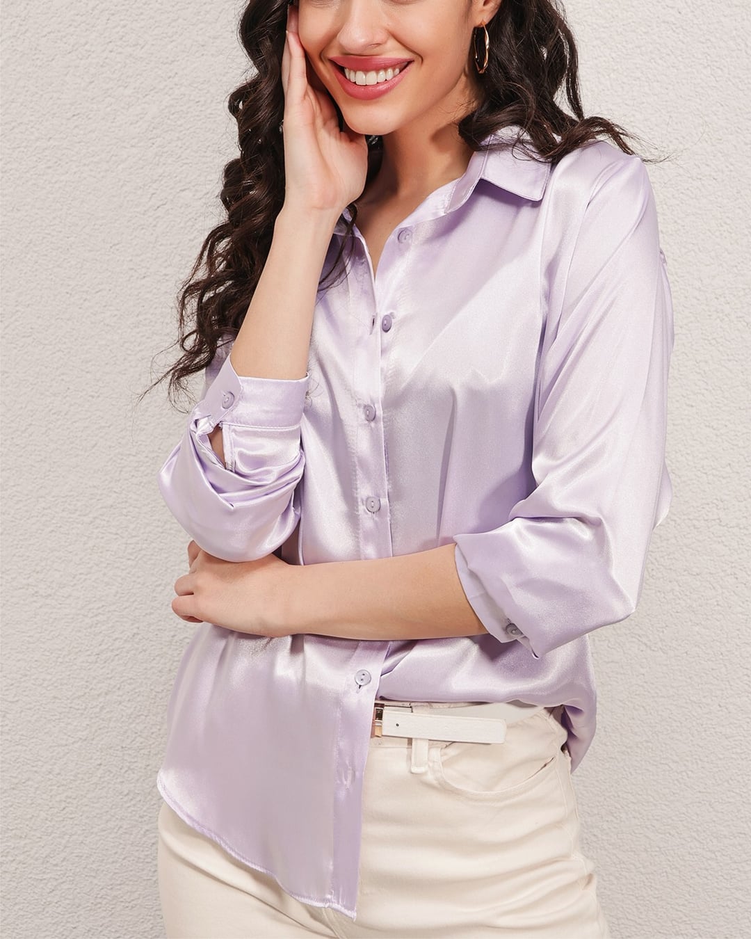 Light Flowing Satin Blouse - B.Lilac - Bigdart - by Peralane - photo 3