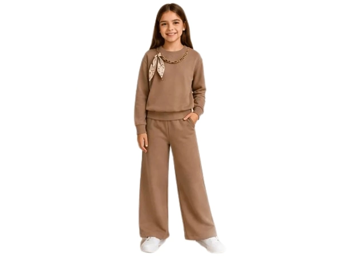 Girls' Brown Sweatshirt and Trousers Set - Miss Melinda - by Peralane