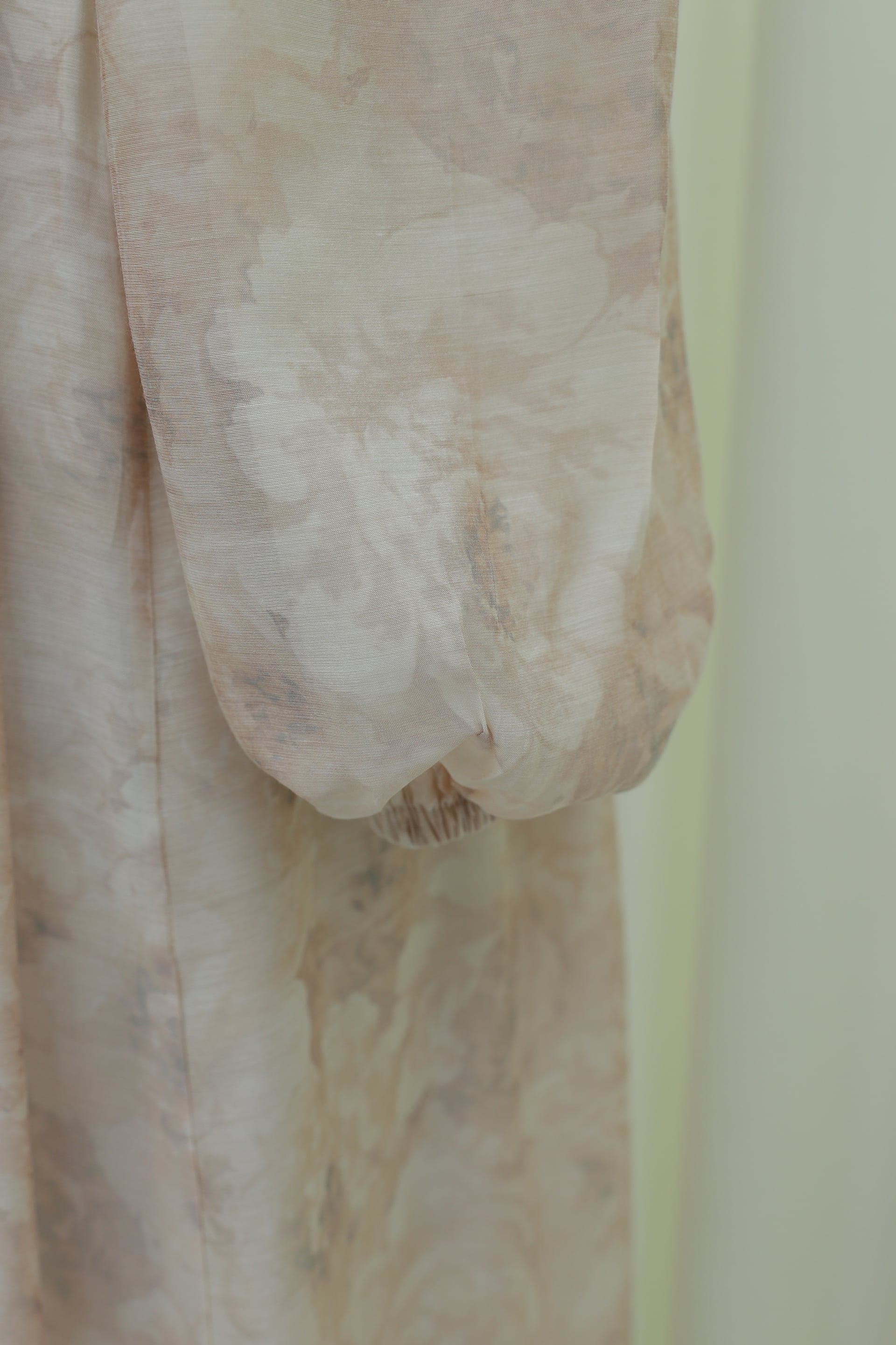Beige Belted Balloon Sleeve Lined Tulle Voile Dress - Podyumplus - by Peralane - photo 8