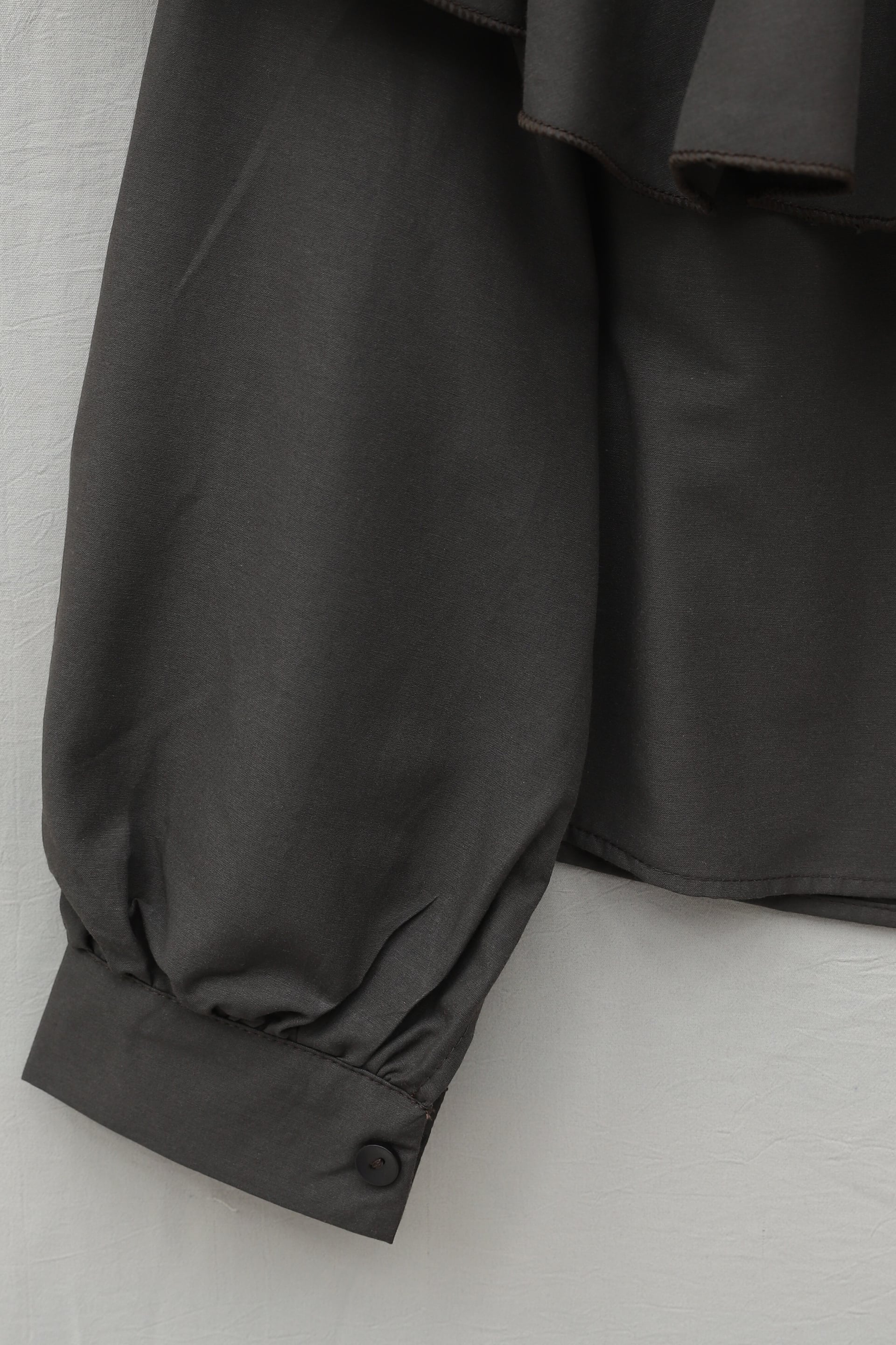 Ruffled Poplin Blouse with Front and Shoulder Details - Dark Brown - Podyumplus - by Peralane - photo 5