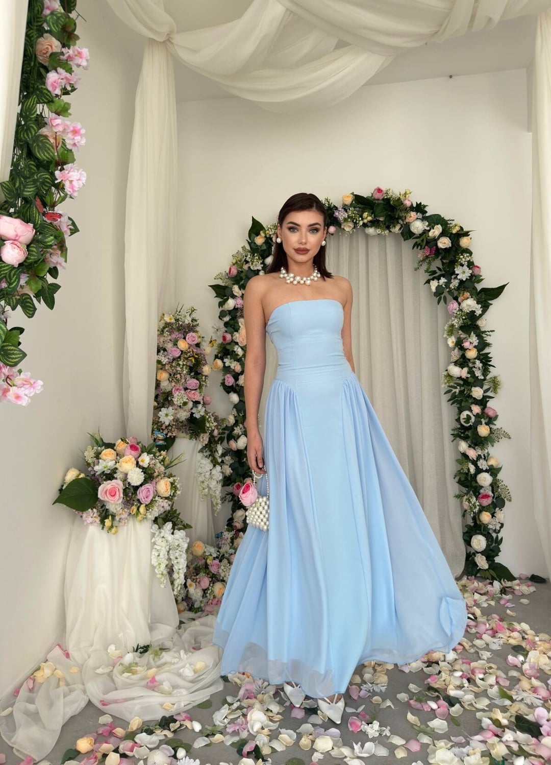 Reny Strapless Light Blue Floor-Length Gown - Etika - by Peralane - photo 4