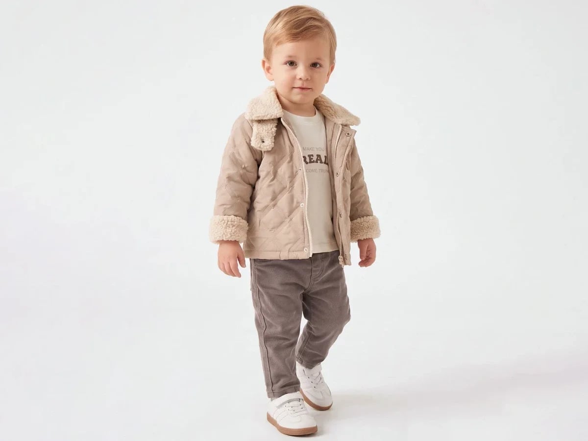 Quilted Beige Jacket Set for Baby Boys with Rabbit Embroidery - Canoz - by Peralane