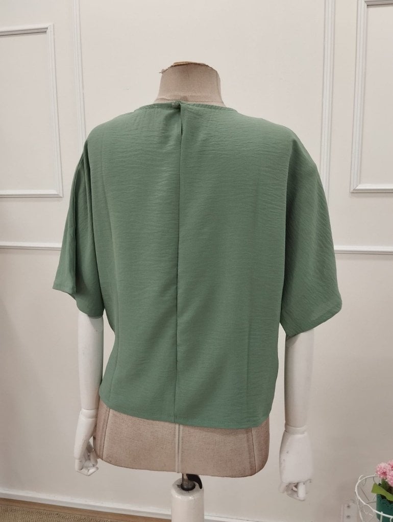 Women's Short-Sleeve Round Neck Side-Tie Knit Blouse - Janes - by Peralane - photo 7