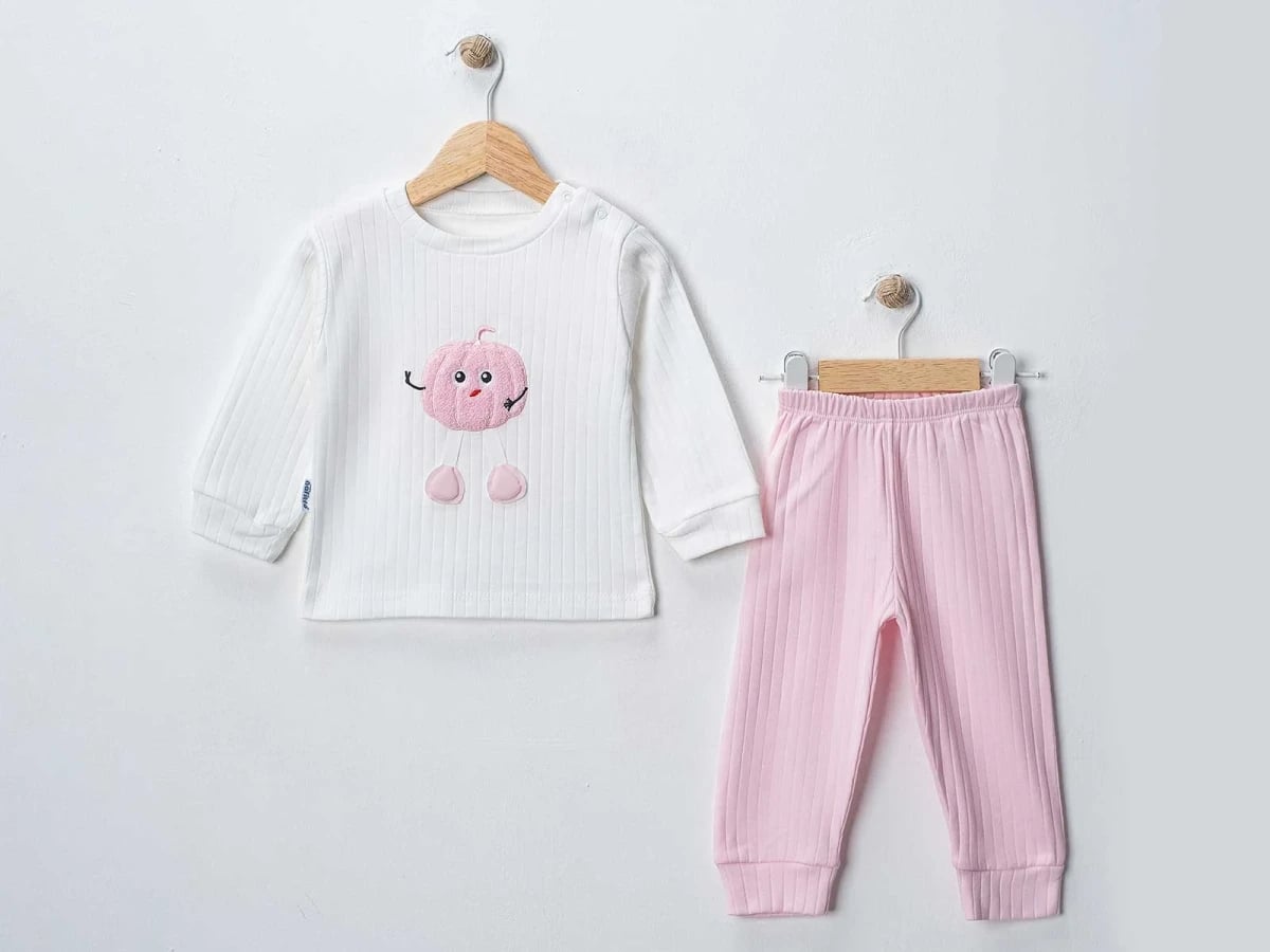 Pumpkin Print 2-Piece Baby Set - Light Pink - Nafitto - by Peralane