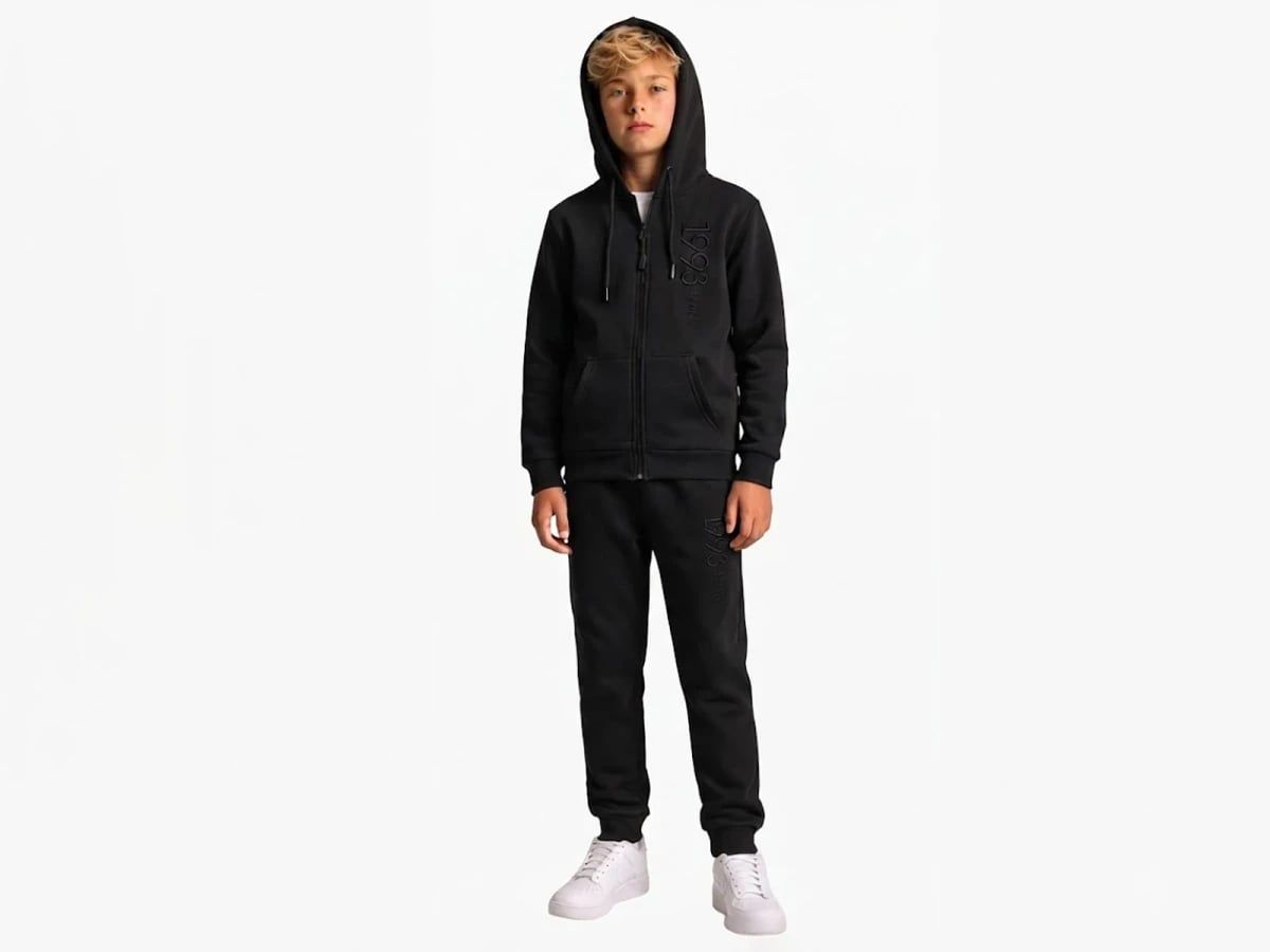 Boys' Zip Hoodie and Jogger Tracksuit Set - Black - Koska - by Peralane