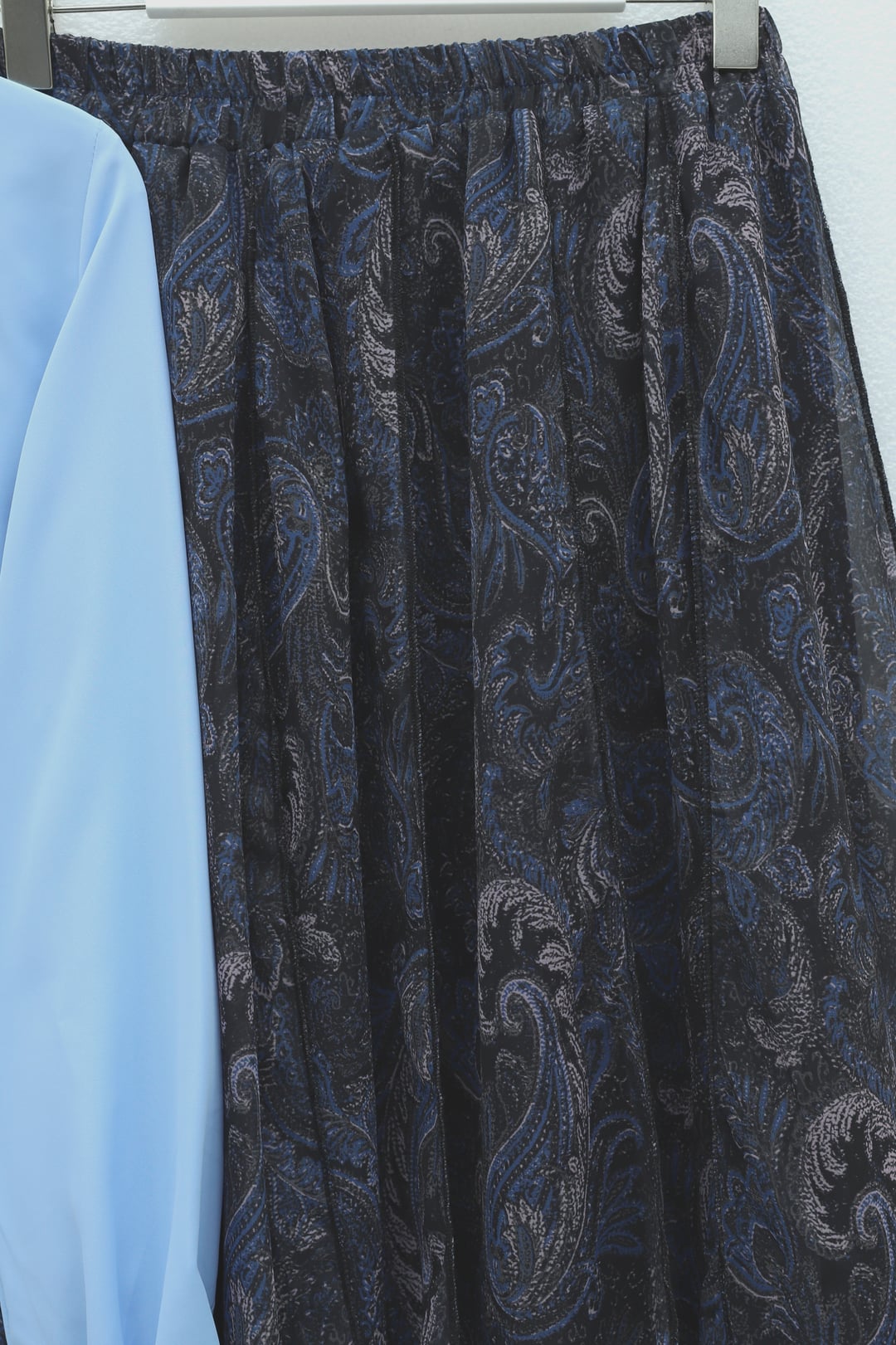 Elasticated Waist Patterned Lined Chiffon Midi Skirt - Dark Blue - Podyumplus - by Peralane - photo 6