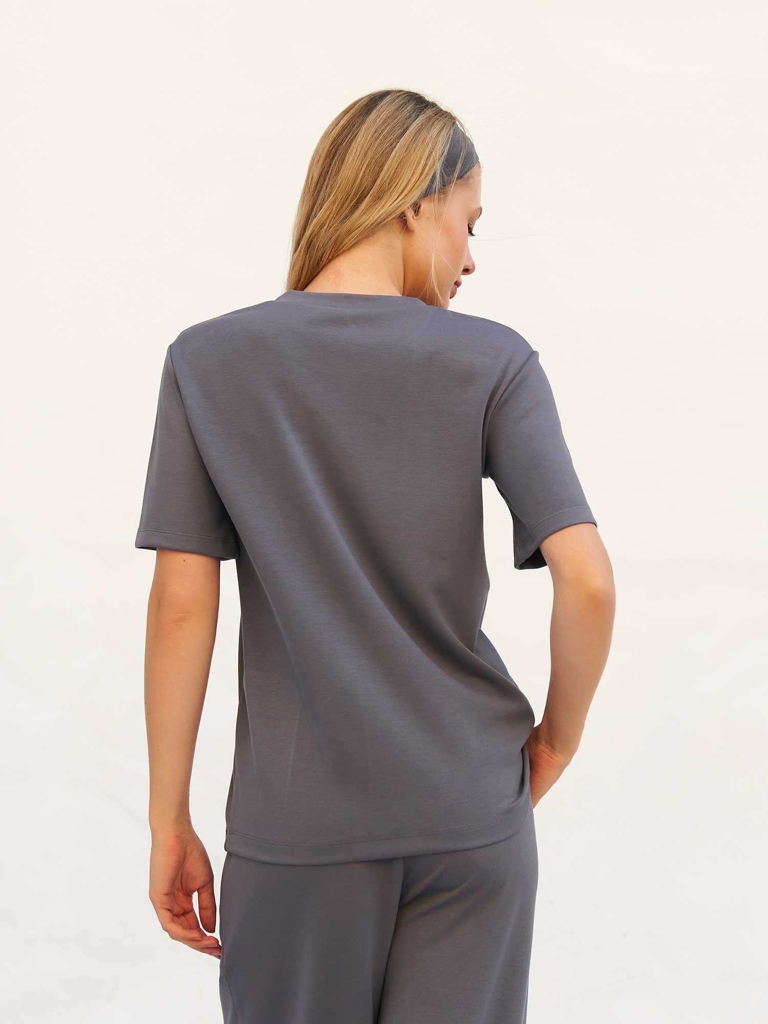Oversized Crew Neck T-Shirt and Lounge Trousers Set in Anthracite - Lefon - by Peralane - photo 3