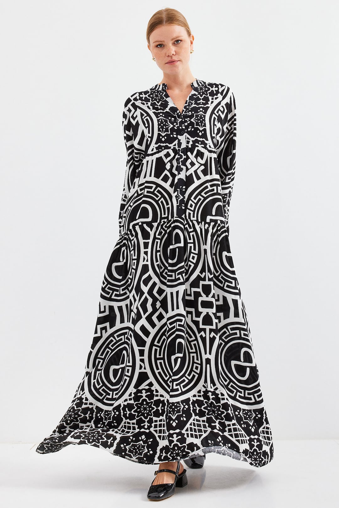 2423 Authentic Pattern Modest Maxi Dress - Black - Bigdart - by Peralane - photo 3