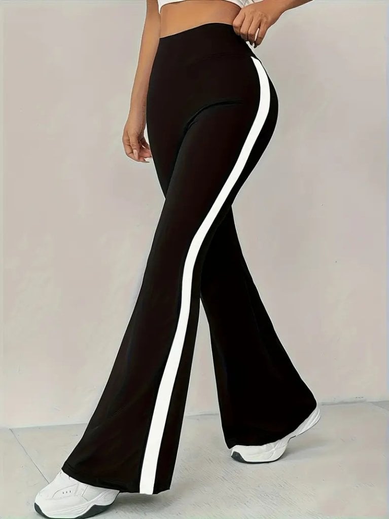 Women's High Waist Flared Leggings with Side Stripe Detail - Janes - by Peralane