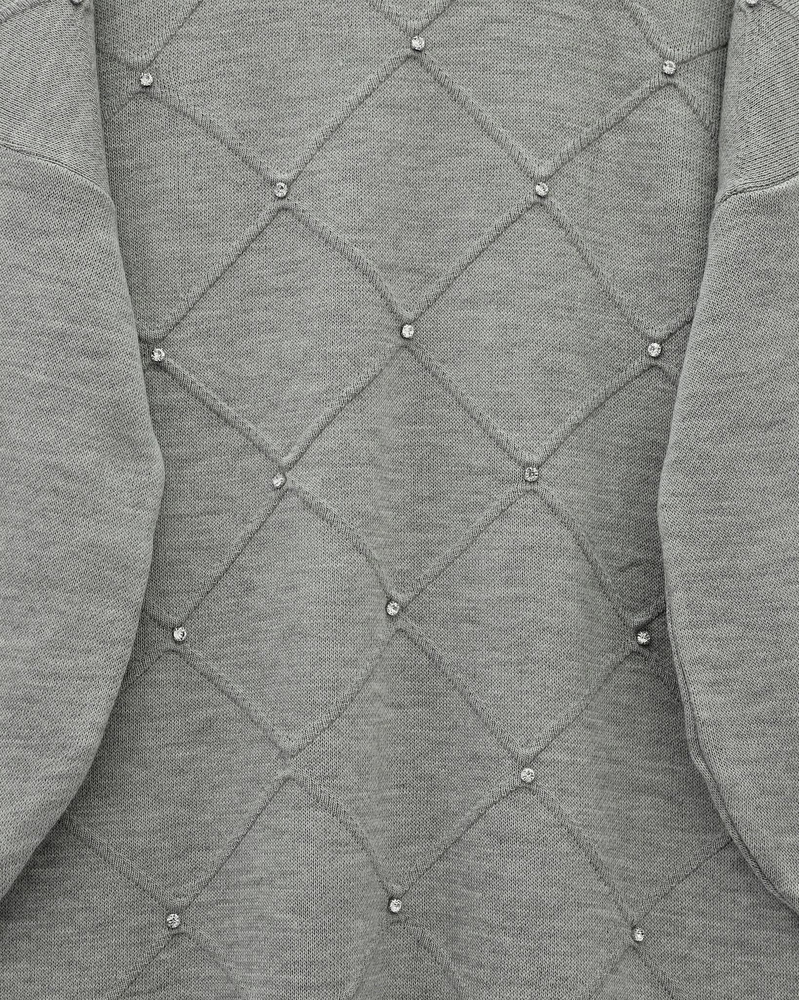 Stone Detail Diamond Pattern Knit Tunic - Grey - Podyumplus - by Peralane - photo 6