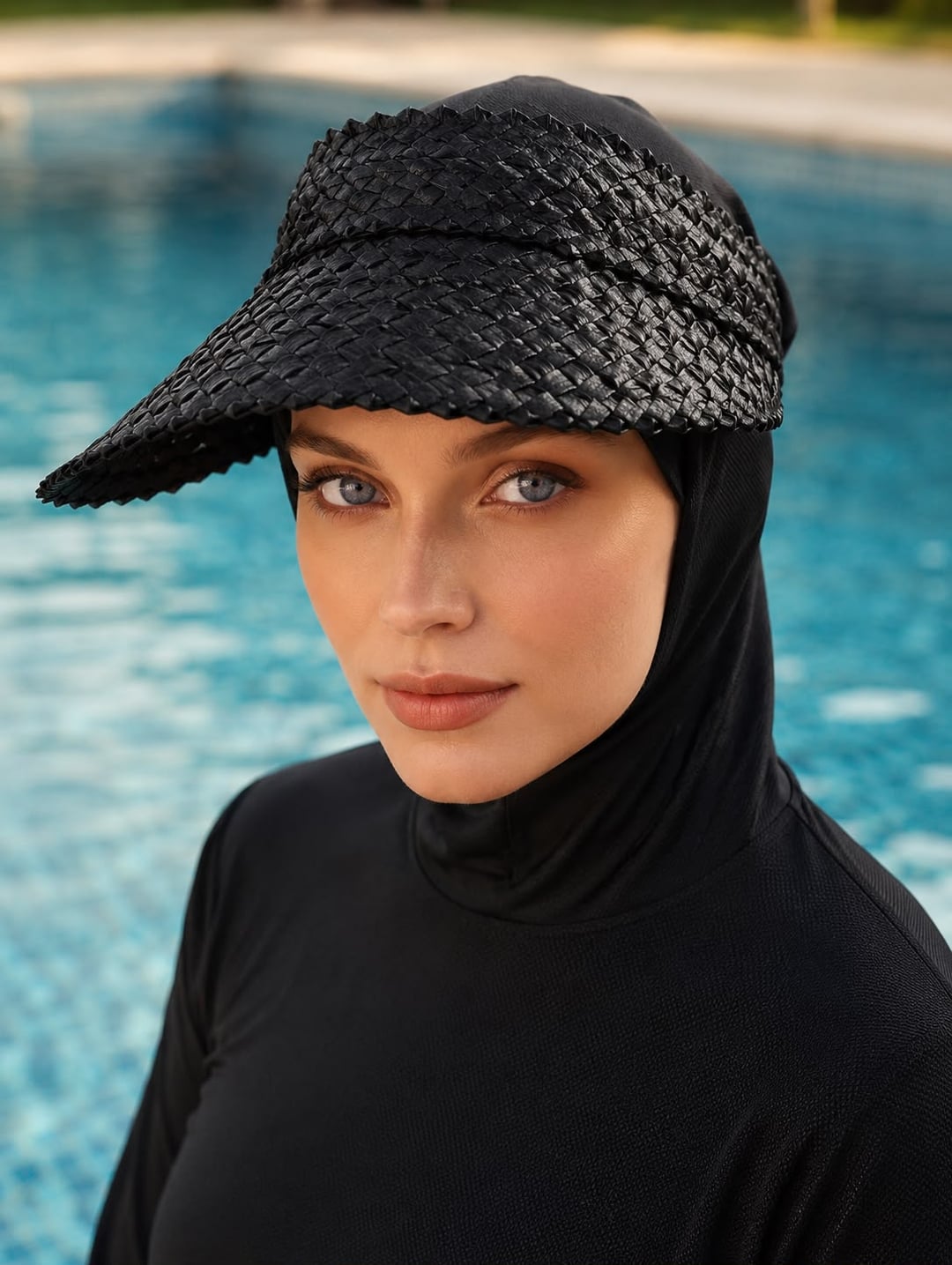 Black Straw Visor Hat - Nesvay - by Peralane