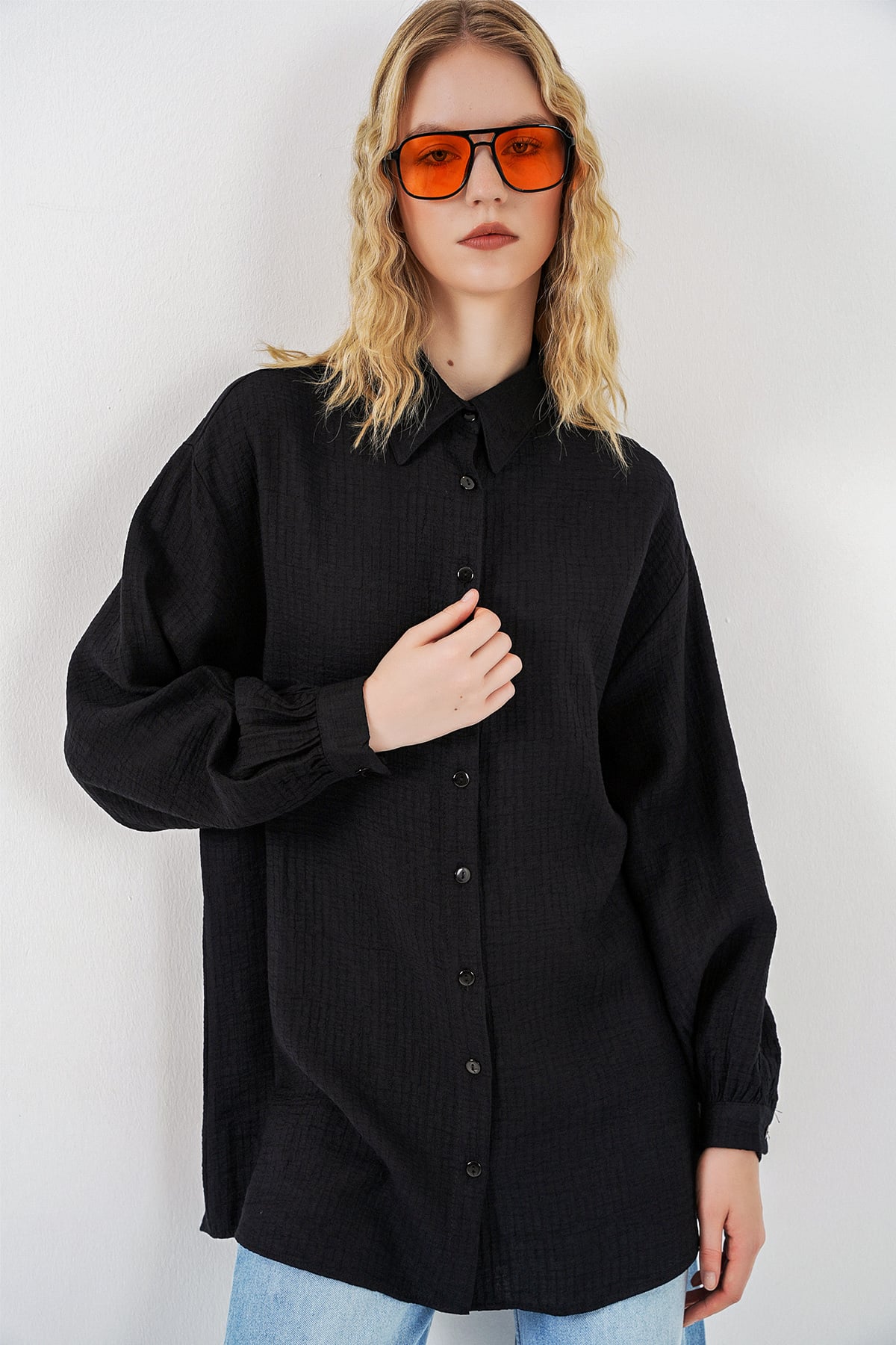 Women's Textured Oversize Tunic 5989 - Black - Bigdart - by Peralane - photo 3