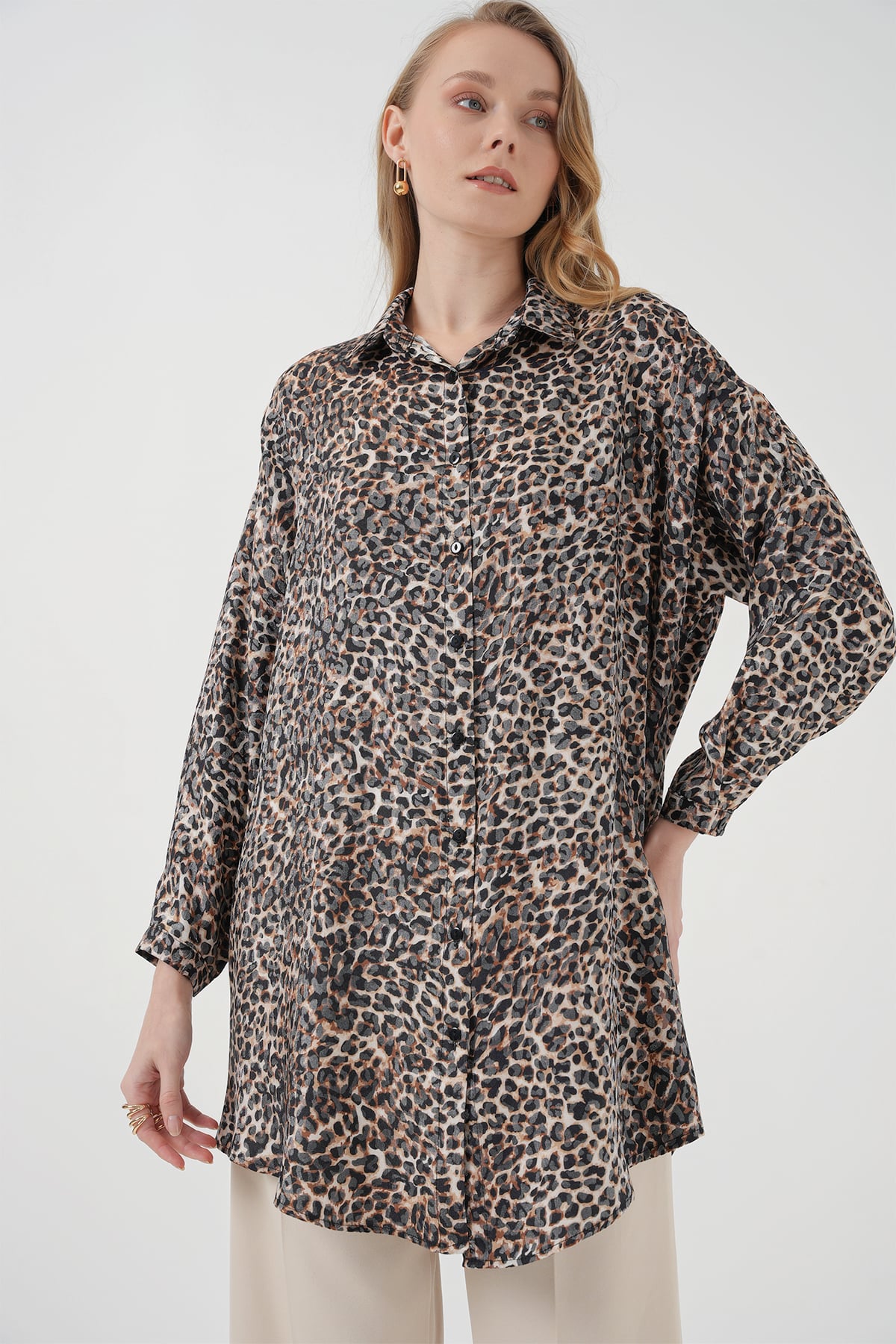 Long-Sleeved Leopard Print Blouse Tunic - Bigdart - by Peralane - photo 6