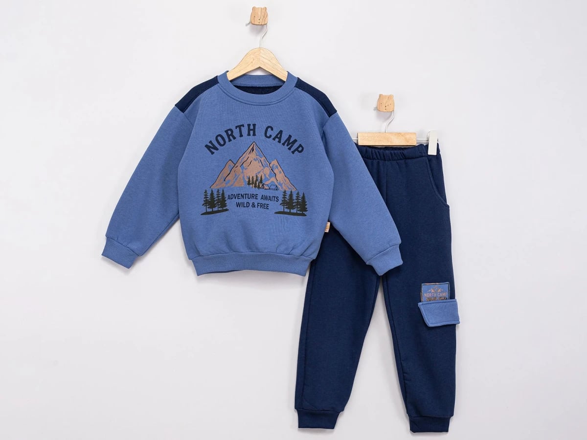 Boys' Printed Sweatshirt and Trousers Set - Navy - Feely Kids - by Peralane