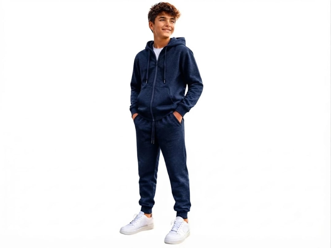 Boys' Hooded Zip-Up Tracksuit Set - Dark Navy - Koska - by Peralane