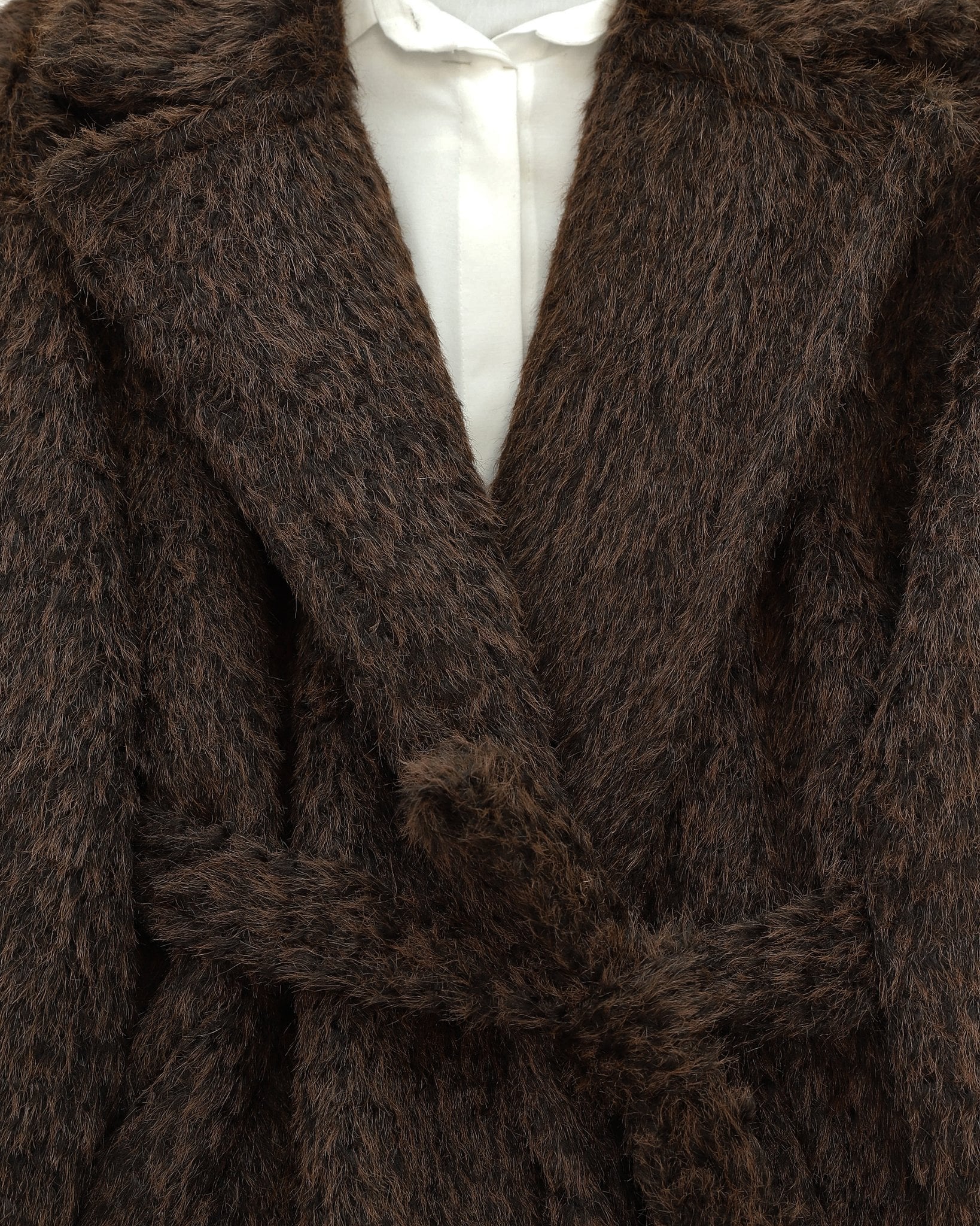 Belted Faux Fur Coat with Pockets - Dark Brown - Podyumplus - by Peralane - photo 6
