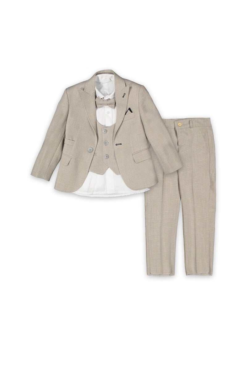 Flax Suit Set with Jacket and Waistcoat for Boys 10-14 Years - Carinos - by Peralane