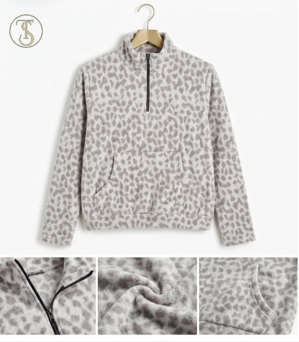 Girls' Fleece Sweatshirt with Leopard Print - Has Bereket - by Peralane