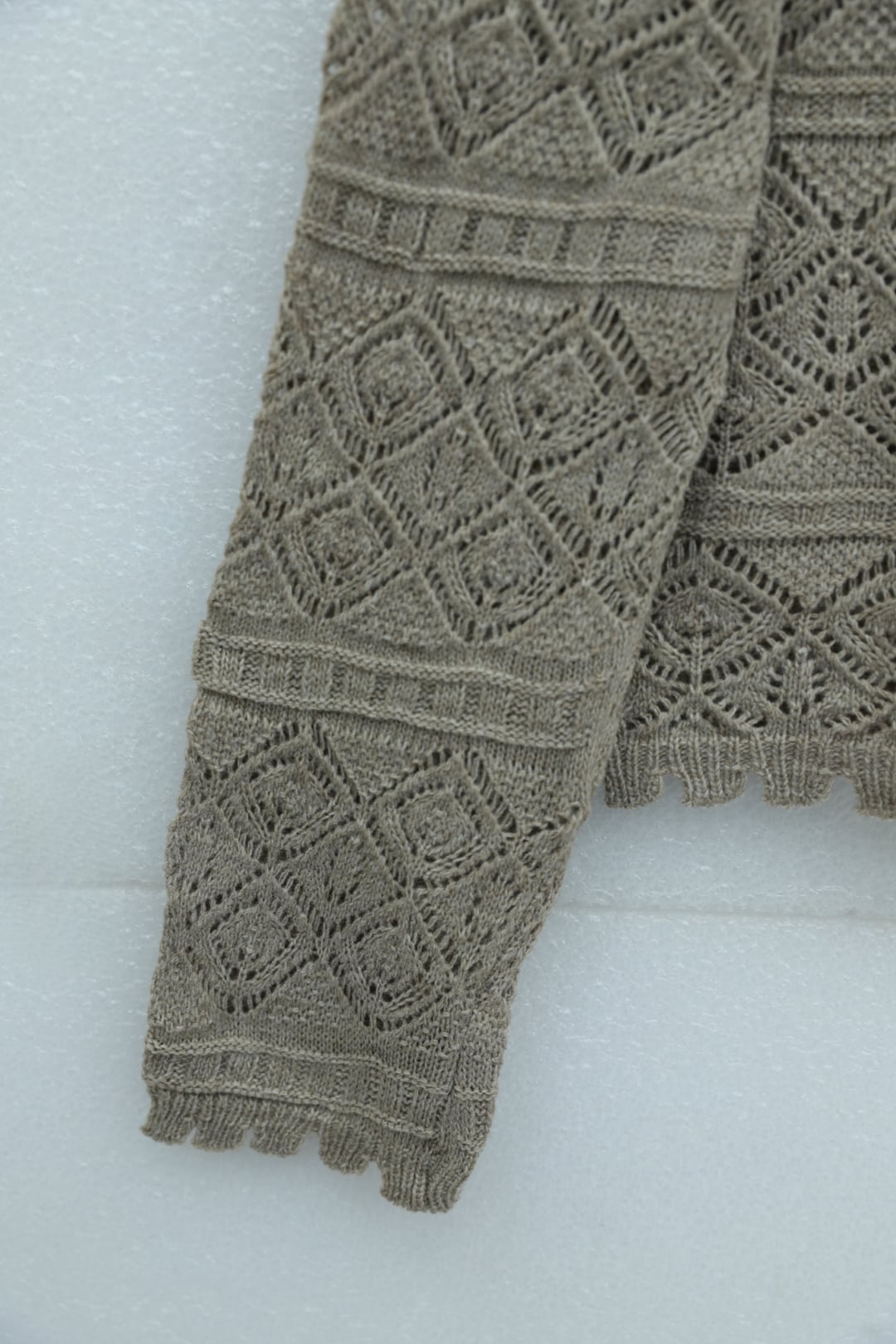 Buttoned Patterned Openwork Knit Cardigan - Light Brown - Podyumplus - by Peralane - photo 4