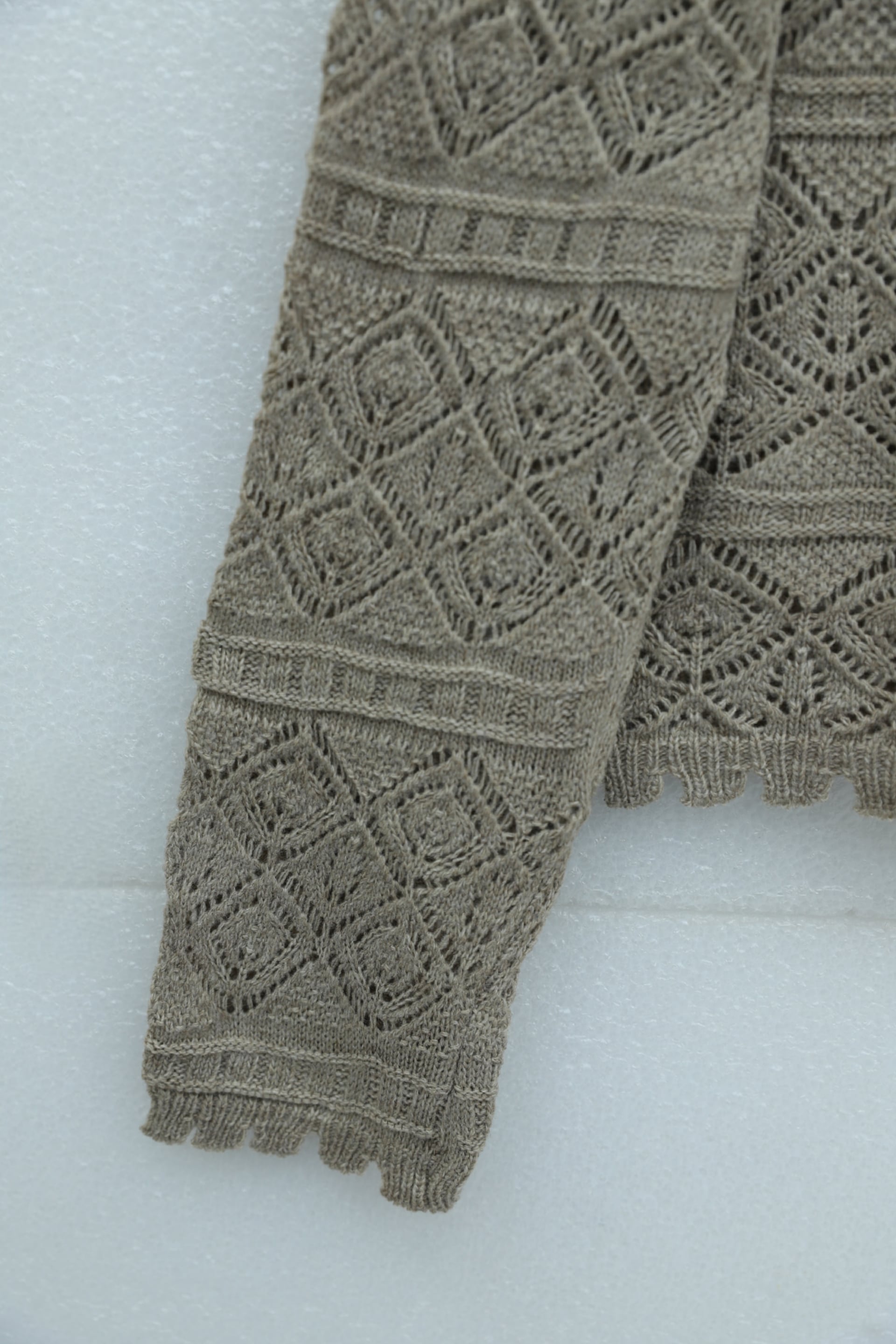 Buttoned Patterned Openwork Knit Cardigan - Light Brown - Podyumplus - by Peralane - photo 4