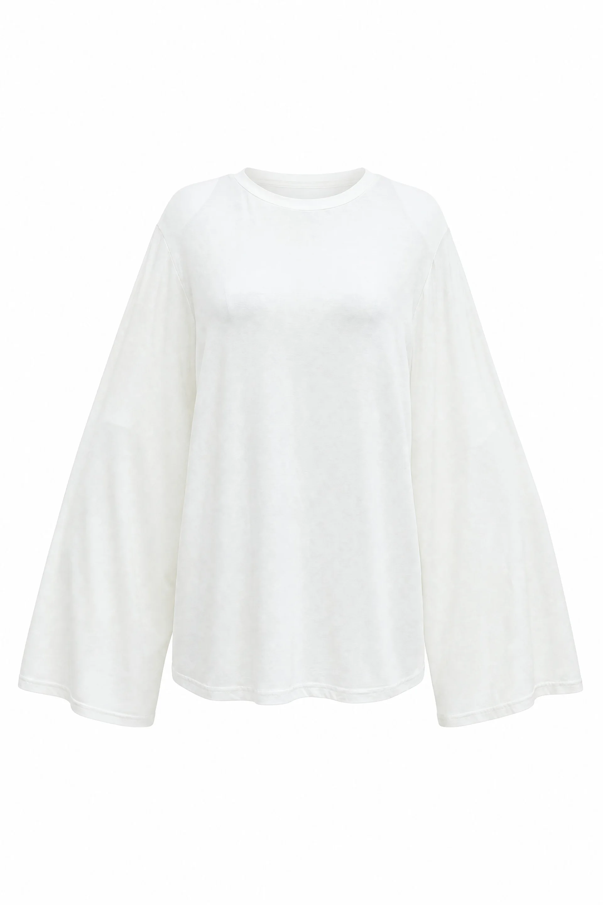 Crew Neck Spanish Sleeve Padded Shoulder Undershirt Blouse - Ecru - Podyumplus - by Peralane - photo 6